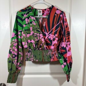 Roopa Pemmaraju Anthropologie Women’s Faux Wrap Top Size Medium  100% Cotton